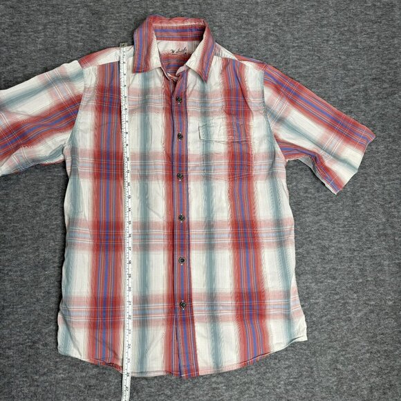 Woolrich Mens Short Sleeve Plaid Shirt Size Small Cotton Polyester Blend Button - Picture 7 of 7